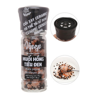 Muối Hồng Tiêu Đen Vipep 90g, Himalayan Pink Salt and Black Pepper, Muối Khoáng Tự Nhiên Cao Cấp