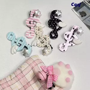 Kẹp tóc CQCJ Music Note, Kẹp tóc ghi chú âm nhạc chấm bi chống trượt, Acrylic nhẹ phong cách Hàn Quốc Hình dáng ngọt ngào Kẹp cánh ngôi sao mặc thường ngày