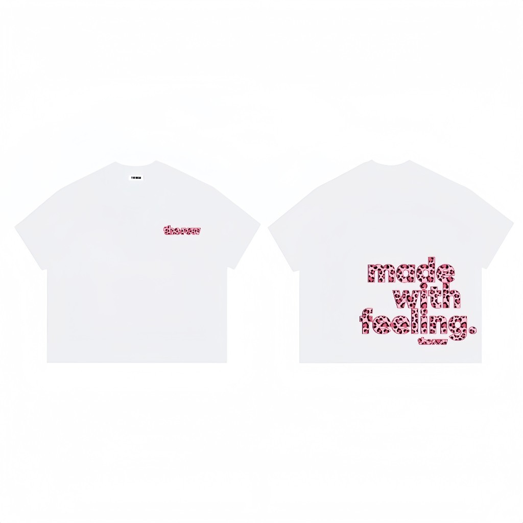 （Giao hàng 24h）Angela Áo Thun Boxy Local Brand Tay Ngắn Cotton" MADE WITH FEELING " Áo Phông Forrm Rộng Unisex Nam