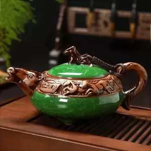 Quà Tặng Bộ Trà Gốm Ấm Trà Nồi Gốm Đá Crack Glaze Họa Tiết Rồng Nồi Lọc Nồi Đơn Kung Fu Thủy Tinh Ấm Trà Nhỏ Máy Làm Trà