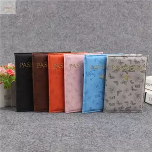 Hộp đựng hộ chiếu AWNGD, Vỏ hộ chiếu da PU in hình con bướm, Sách hộ chiếu chống nước đa chức năng di động dành cho nữ / nam giới