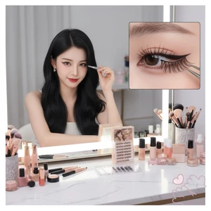 Đuôi Cá Lông Mi Giả Asian Idol Style C Curl Natural Volume 9-12mm Sợi Tổng Hợp Màu Đen Hỗn Hợp