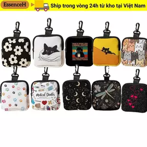 Ví ESSENCEH, Ví đựng tiền xu bền nhẹ, Túi đựng tai nghe in hình chó mèo Mini di động hợp thời trang Quà tặng bạn bè