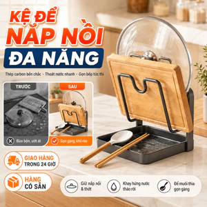 ⚡Ship Nhanh⚡Đa năng giá để nắp nồi thép carbon | Chống thấm kệ để thớt thoát nước | Nhiều tầng kệ đựng muôi thìa bền