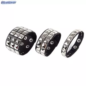 Bluelover Độc Đáo Đinh Tán Đinh Tán Rộng Vòng Tay Punk Gothic Ro Unisex Lắc Tay Nam Trang Sức Mới
