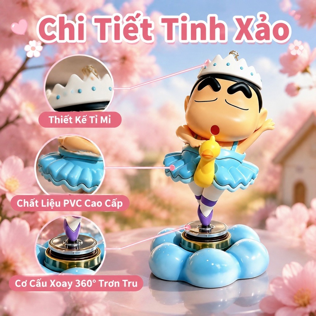 Mô hình Crayon Shin-chan Xoay Tự Do 360° Trang Trí Xe Ô Tô Xe Máy Decor Nội Thất Xe trang trí xe máy
