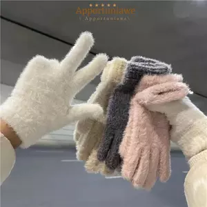 Găng tay mùa đông IAPPORTUNIA, Găng tay lông dày chống lạnh, Găng tay nhung chồn chống gió ấm áp thời trang dành cho nam nữ