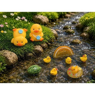 [ĐỘC QUYỀN]  🐤 Set Charm Resin Phao Vịt Mùa Hè Vịt Vàng Bơi Suối Dưa Hấu Cam Tươi Trang Trí Dép Handmade Cao Cấp 10 SET
