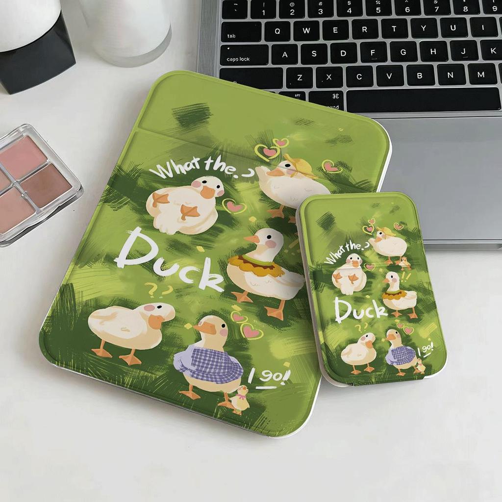 Gương gấp mini họa tiết vịt con xanh lá cute gương cầm tay đi biển