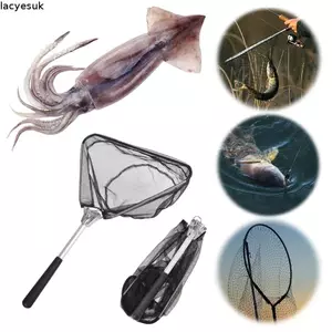 Lưới câu cá gấp Mini LACYESUK, Lưới câu cá hợp kim nhôm 50cm / 19in chất lượng cao, Hình tam giác thực tế Lưới câu cá tam giác màu đen bền bỉ Kayaking
