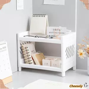 Kệ lưu trữ CHEESELY, Giá lưu trữ máy tính để bàn bằng nhựa hai lớp, Giá đựng đồ lặt vặt mỹ phẩm đa năng đa năng Giá đỡ nhà bếp / phòng tắm / phòng