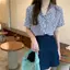 Phiên bản Hàn Quốc Áo sơ mi hoa ngắn tay cổ điển dành cho nữ mùa hè Slim-Fit Ve áo nhỏ khí chất sang trọng Áo ngắn