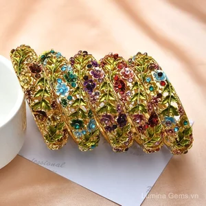 Châu Âu Mỹ Retro Hoa Hồng Kim Cương Hợp Kim Rỗng Cloisonne Cổ Sơn Vòng Tay Nữ
