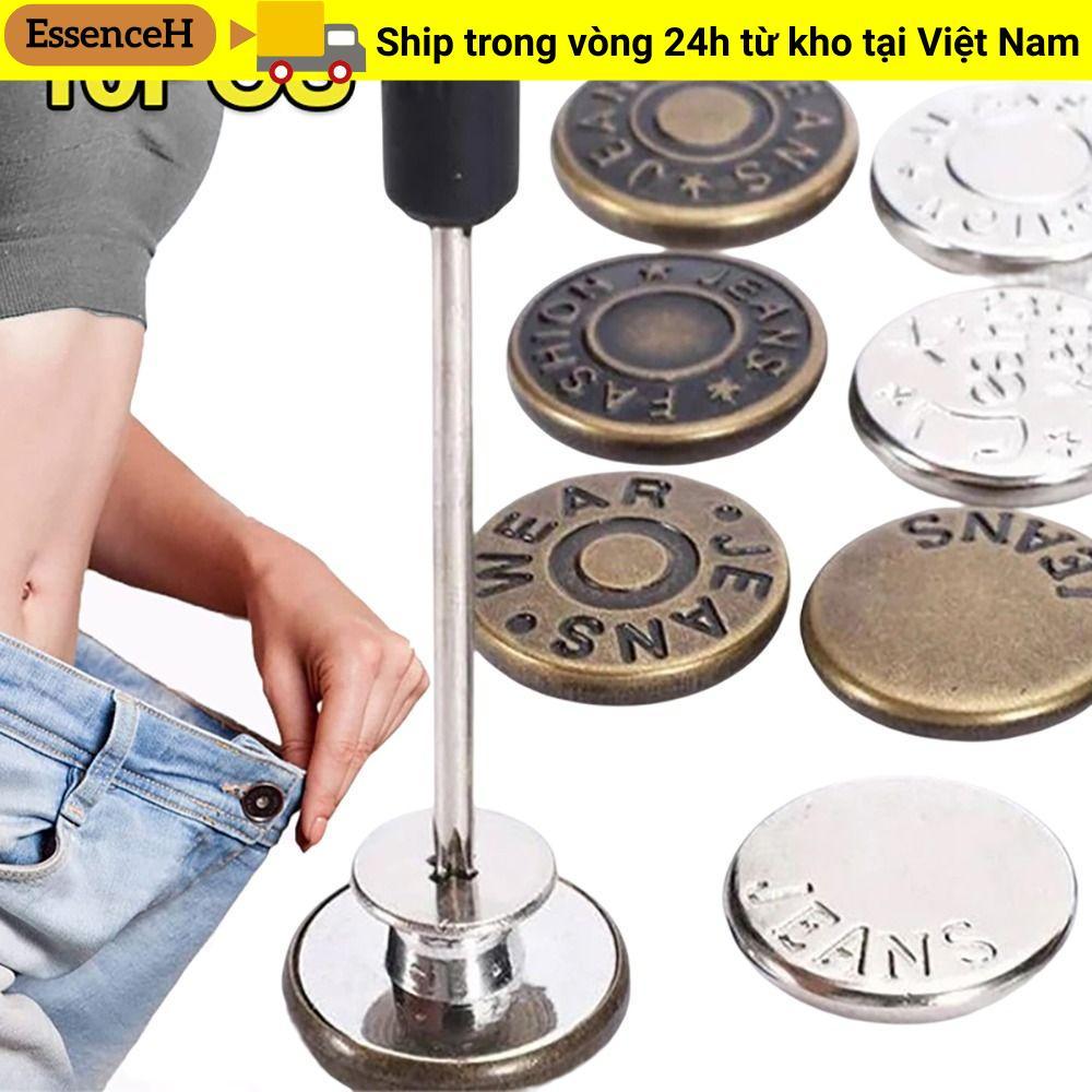 ESSENCEH 10 Cái / gói Nút mở rộng eo, Phụ kiện may vá không cần đinh Nút quần jean, có thể tháo rời 17mm với tuốc nơ vít Quần quần áo Quần thắt lưng Quần jean