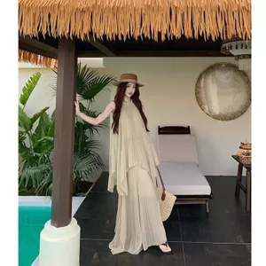 Pháp Kỳ Nghỉ Phong Cách Không Đều Dây Áo Vest Cao Cấp Tính Khí Xếp Ly Dây Váy Nữ Phong Cách Mới Phù Hợp Với Bán Chạy Niche