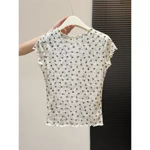 Milyfashion In Hình Trái Tim Ngắn Tay Gạc Mùa Hè 2026 Phong Cách Mới Slim-fit Ngắn Top BABY TEE RVPH