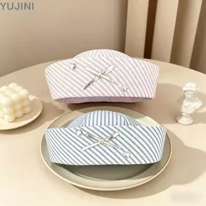 Mũ thủy thủ YUJUNI, Mũ nồi vành lật thoáng khí, Nơ sọc thời trang thoải mái mái mái vòm dành cho nữ