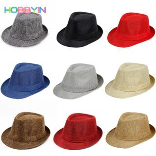 Mũ Panama nam HOBBYIN, Mũ Jazz nam vải lanh thông thường, Mũ đi biển nhà thờ cổ điển kiểu Anh mùa hè