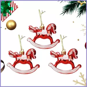 Nhỏ Bập bênh Ngựa Trang Trí 3 Cây Giáng Sinh Mặt Dây Chuyền Trang Trí Nhỏ Bập bênh Ngựa Trang Trí Có Dây Buộc mueadsyvn