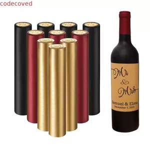 COCODECOVED 100 Chiếc Nắp Co Nhiệt Rượu, Tab Xé Miệng Thẳng Bọc Rượu, Bọc Co Nhiệt PVC Đen Đỏ Rượu Nắp Chai Rượu Vang Chai Miệng Thẳng
