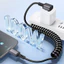 Cáp dữ liệu sạc siêu nhanh Type C / USB sang Type C 100W 90° Thiết kế khuỷu tay Cáp dữ liệu sạc lò xo đàn hồi cao có thể co giãn
