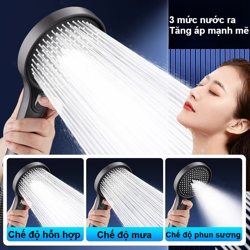 Vòi sen lọc áp lực cao tích hợp bộ lọc kháng khuẩn, nhiều chế độ điều chỉnh, thích hợp sử dụng trong phòng tắm.