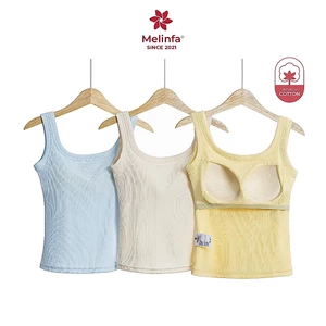Áo ba lỗ Tanktop cổ U MELINFA đệm mút 3D nâng đỡ định hình, Áo Bratop nữ mã VAA0484