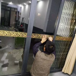 Vàng Đỏ Phong Cách Trung Hoa Eo Chống Va Chạm Cửa Kính Nhắc Nhám Dán Lễ Hội Trừu Tượng Sọc Trang Trí Tủ Cửa Ban Công 26.6.24