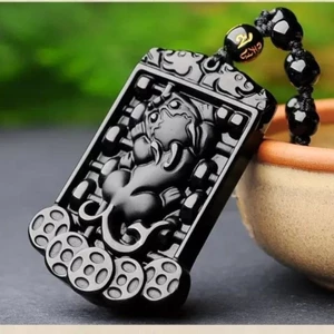 Mặt dây chuyền Obsidian Ruyi Abacus Pixiu