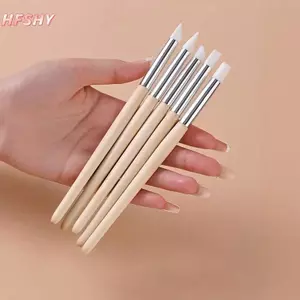 HFSHY 1 Cái Silicon Móng Tay Nghệ Thuật Bút Bàn Chải UV Gel Ba Lan Đầu Hình Ảnh 3D DIY Chấm Ba Lan Bàn Chải Điêu Khắc Bút DIY Dụng Cụ Làm Móng Tay VN