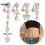 KUZHEN 1 Cái Ngược Dangel Bụng Nút Xuyên Cho Nữ Thép Trái Tim Có Đôi Cánh Hoa Rốn Nhẫn Thời Trang Cơ Thể Trang Sức HOT