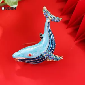 KUZHEN Đáng Yêu Men Động Vật Cá Voi Thổ Cẩm Dành Cho Nữ Áo Khoác Trang Sức Dự Tiệc Phụ Kiện Quà Tặng HOT