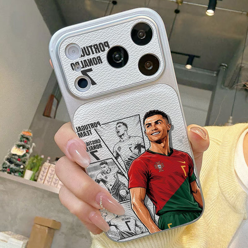 Ốp lưng iPhone Họa tiết da mạ phong cách Ronaldo iPhone 17 16 15 14 13 12 11 Pro Max Plus Max