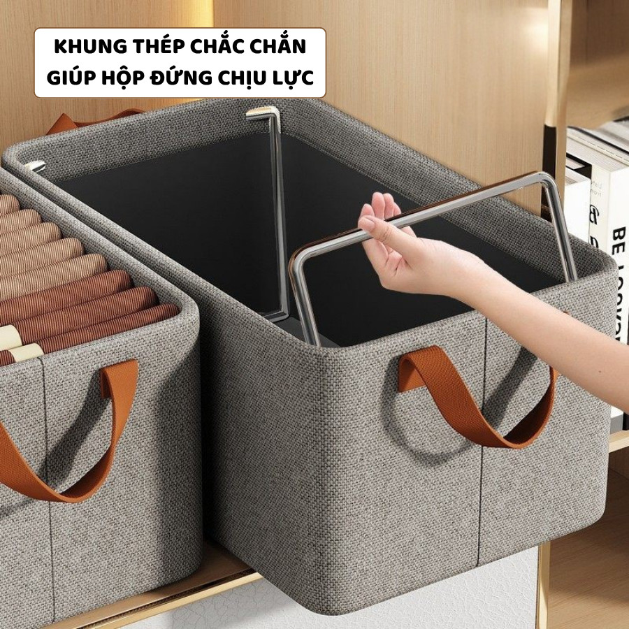 Hộp Vải Khung Thép Đựng Quần Áo ENODA HOME, Hộp Vải Cứng Cáp Đựng Đồ Thiết Kế Tối Giản Hiện Đại HV003