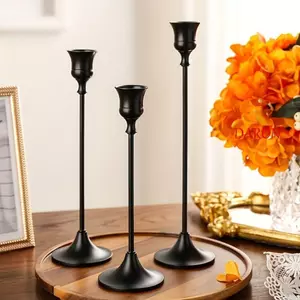 DARON 3 Chân nến lãng mạn, Chân nến kim loại phong cách chân cao, Chân nến trang trí chống gỉ Dễ dàng lắp đặt Bộ nến cưới Bàn cưới