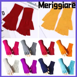 Găng tay dệt kim MERIGGIARE, Găng tay dài dày nửa ngón, Găng tay không ngón giữ nhiệt chống gió thời trang Cặp đôi