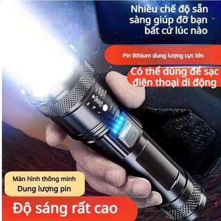 [COD]Đèn pin zoom cầm tay LED siêu sáng, chống nước IPX5, pin bền  nhựa USB có thể sạc lại đèn trắng