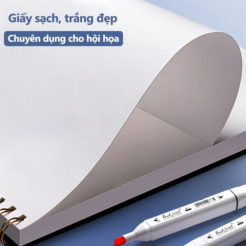 Sổ vẽ phác thảo 60 tờ giấy siêu dày A4 gáy lò xo màu nước sketchbook bìa cứng học sinh mỹ thuật