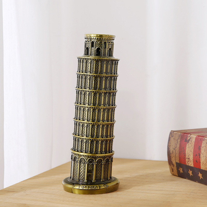 Mô hình kim loại tháp nghiêng Pisa để bàn BL79 tượng châu Âu cao 15 - 20cm