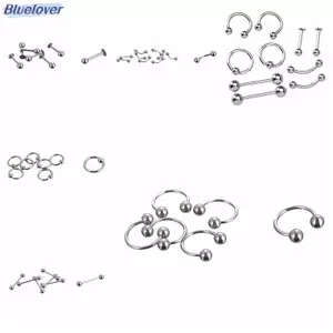 Bluelover Thép không gỉ Body Piercing Jewelery Lông mày Lưỡi Bar Labret Môi Mũi Nhẫn Mới