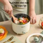 Nồi Điện Mini 2 Tầng Đa Năng Nấu Lẩu Mì Gói Hấp Rau Củ Chiên Trứng Chống Dính Tiện Lợi Cao Cấp