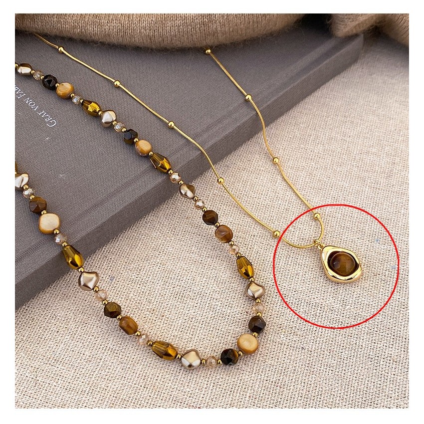 Vòng cổ thời trang bằng đá mắt hổ tự nhiên sang trọng