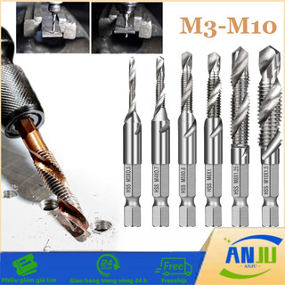 Mũi Khoan Taro Thép Gió HSS - Bộ 6 Mũi Từ M3 tới M10, Mạ Titan Chống Mài Mòn, Độ Cứng Cao, Bền
