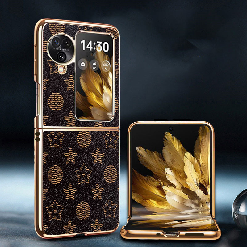 Ốp YJD Cho OPPO Find N3 Flip N2 Flip Thời Trang Cổ Điển Thời Trang Da Mạ Điện Cạnh Chống Rơi Vỏ Điện Thoại