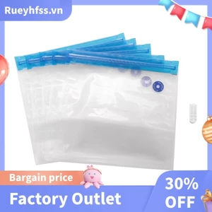 5 Chiếc Hút Chân Không Bảo Quản Thực Phẩm Túi Dây Kéo Cho Điện Cầm Tay Hút Chân Không Máy Bơm Có Thể Tái Sử Dụng Trong Suốt 22 X 21 cm