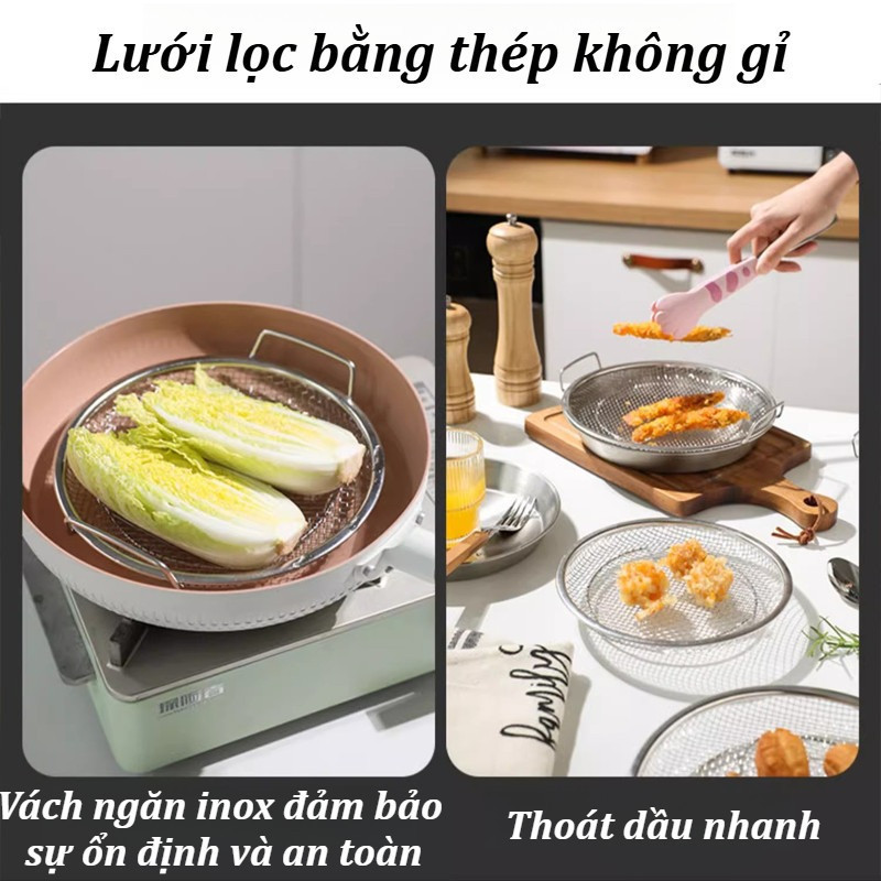 Set Khay Vỉ Lọc Dầu Inox 201 - Chống Gỉ, Ráo Dầu Hiệu Quả, Dùng Cho Lò Nướng & Nồi Chiên