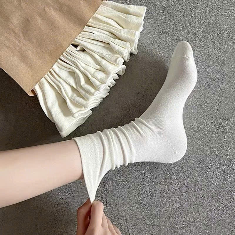 Set 10 đôi Tất nữ cổ cao phong cách vintage Hàn Quốc. Vớ nữ cổ cao nhiều màu