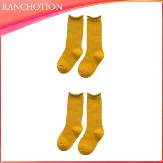 2 / 3 / 5 Mùa Đông Thu Đông Trẻ Em Trẻ Em Màu Trơn Tất Màu Kẹo Cho Bé Dài Tất Tập Đi Cotton Rời Cao