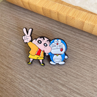 3 Cái / bộ Dễ Thương Crayon Shin-chan Trâm Cài Anime Nhật Bản Kim Loại Huy Hiệu Túi Quần Áo Trang Trí