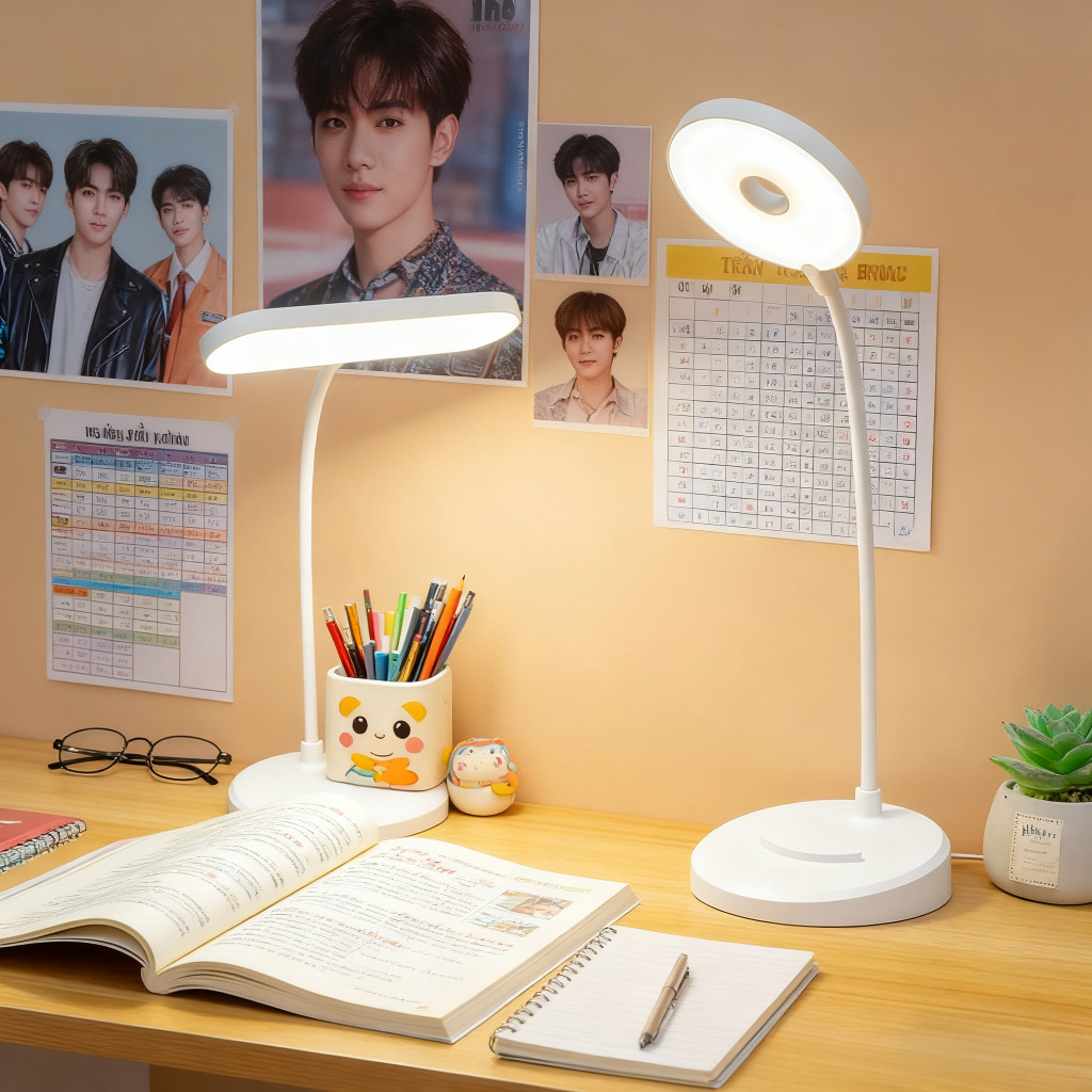 Đèn Học Chống Cận Cao Cấp Bảo Vệ Thị Lực, Đèn Để Bàn LED Chiếu Sáng Phòng Ngủ/Ký Túc Xá, Đèn Học Sinh Có Thể Sạc Điện Thoại